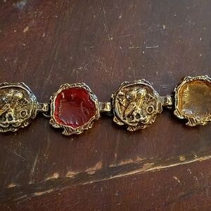 Elegant Gold and Red Women's Bracelet